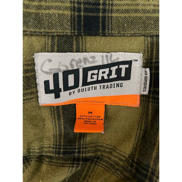 Duluth Trading 40 Grit Heavyweight Work Shirt Green Black Plaid Men's Medium - Picture 3 of 5